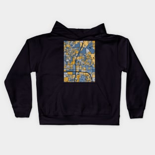 Plano Map Pattern in Blue & Gold Kids Hoodie